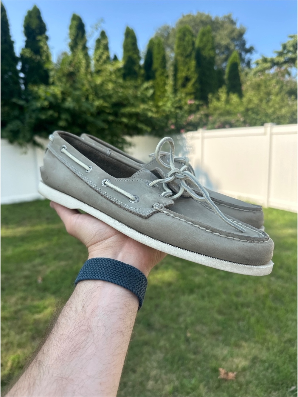 G.H. Bass Hampton Core 2 Boat Shoes Men's 11 M Gray Leather